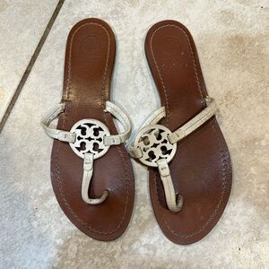 Tory Burch Mini Miller Cream Leather Sandals 9